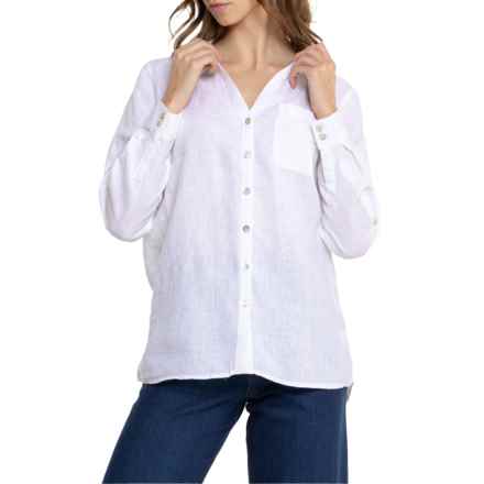 Sigrid Olsen Button-Front Linen Shirt - Long Sleeve in Brilliant White