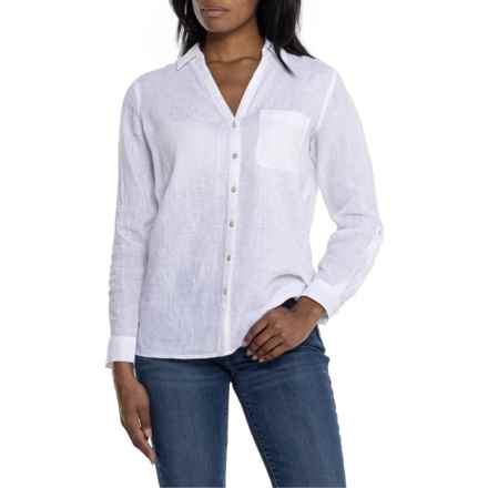 Sigrid Olsen Button-Front Linen Shirt - Long Sleeve in Brilliant White