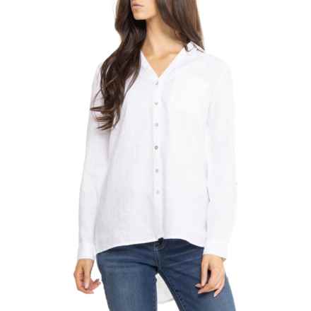 Sigrid Olsen Button-Front Linen Shirt - Long Sleeve in Brilliant White