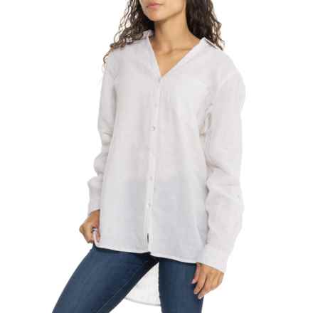 Sigrid Olsen Button-Front Shirt - Linen, Long Sleeve in Pumice Stone Xd