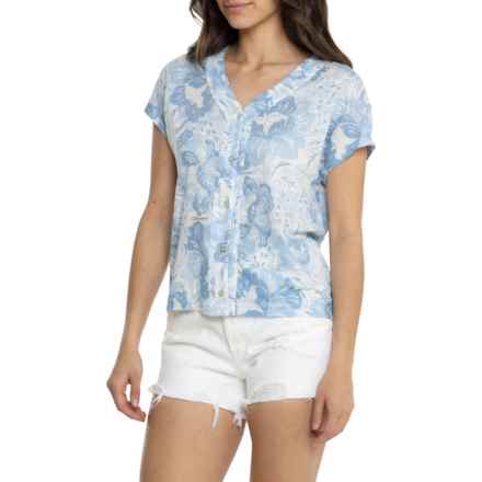 Sigrid Olsen Dolman Shirt - Linen, Short Sleeve in Frond Floral