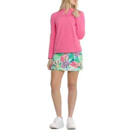Sigrid Olsen Interlock Jacket and Skort Set - UPF 50, Zip Neck in Paloma Floral/Carmine Rose
