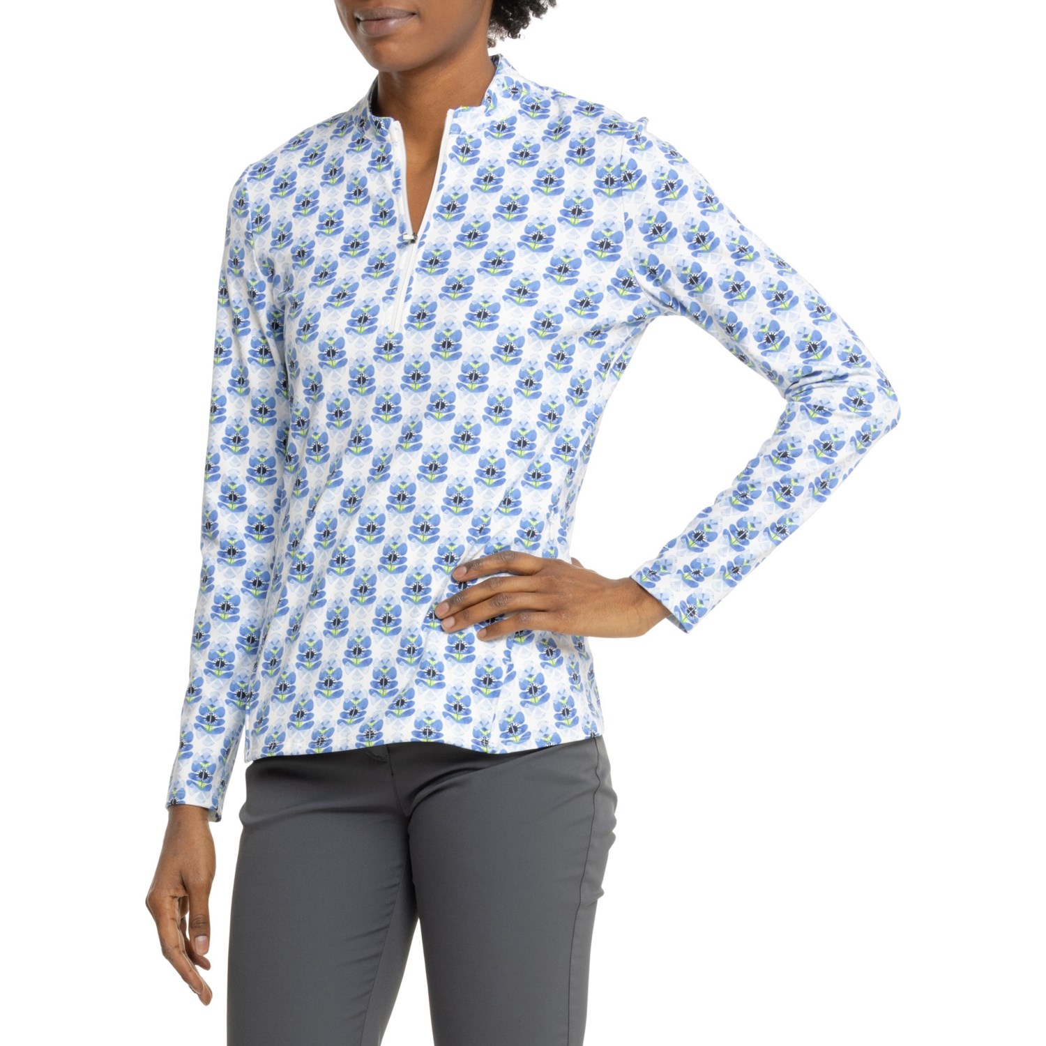 (取寄) シグリッドオルセン インターロック ジャケット アンド スコート セット - Upf 50, ジップ ネック Sigrid Olsen Interlock Jacket and Skort Set - UPF 50, Zip Neck  Paloma Floral/Carmine Rose Sigrid Olsen Interlock Jacket - UPF 50, Zip Neck - Save 44%