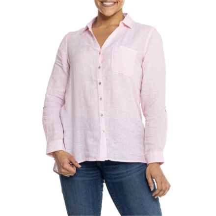Sigrid Olsen Roll-Tab Button Front Shirt - Linen, Long Sleeve in Blossom