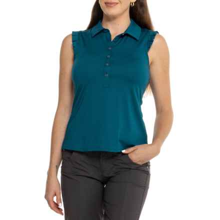 Sigrid Olsen Solid Flutter Tank Polo Shirt - Sleeveless in Deep Dive