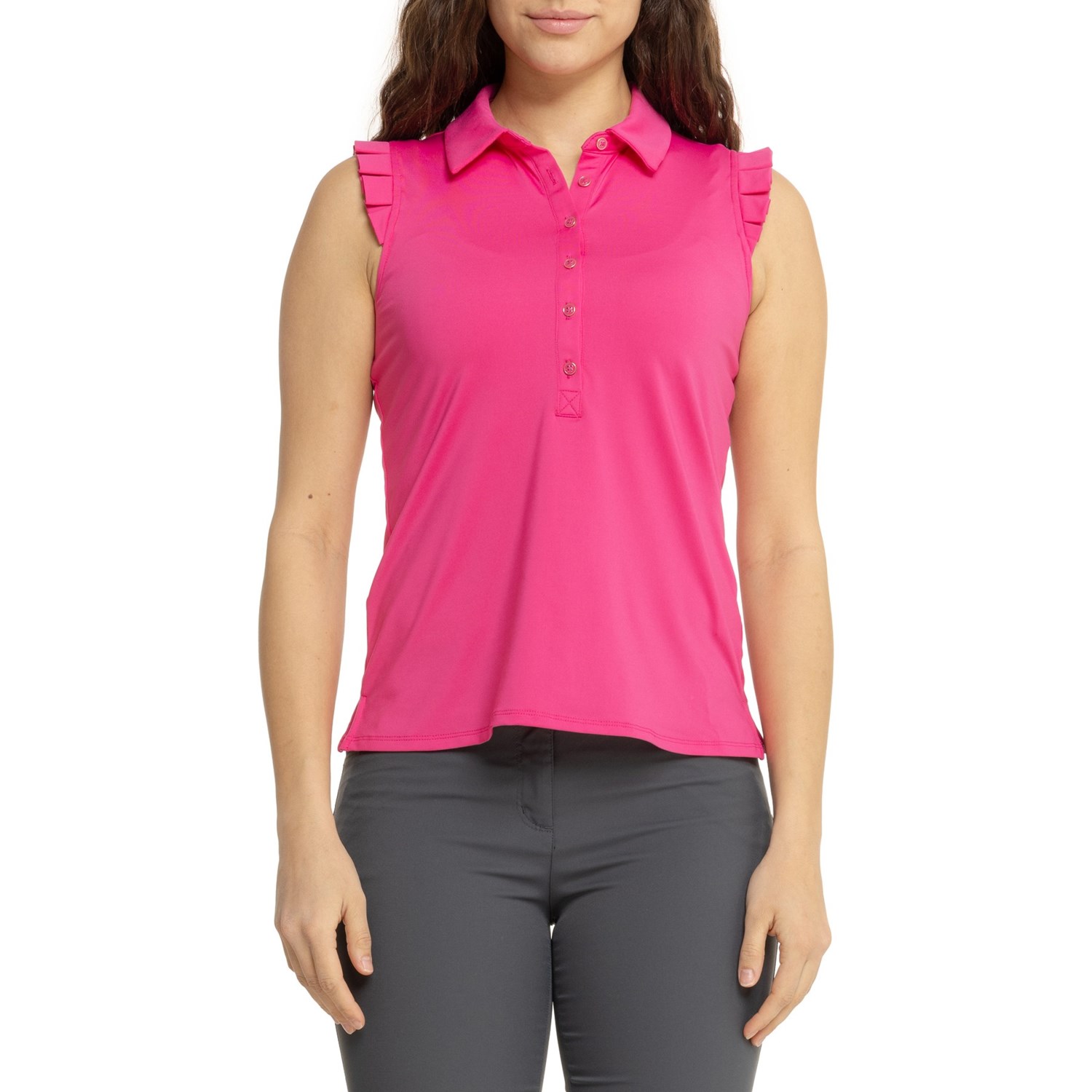 Sigrid Olsen Solid Flutter Tank Polo Shirt - UPF 50