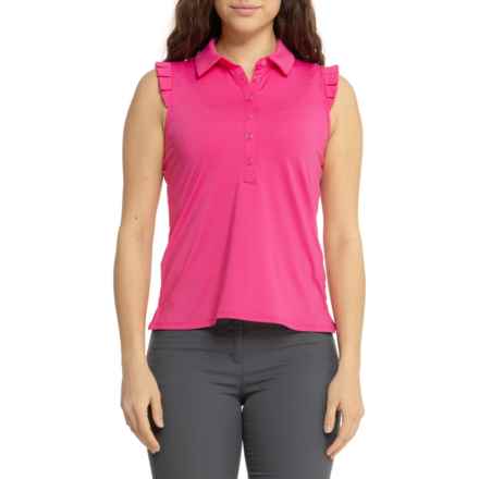 Sigrid Olsen Solid Flutter Tank Polo Shirt - UPF 50, Sleeveless in Magenta
