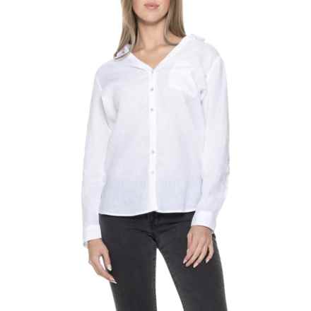 Sigrid Olsen XD Johnny Collar Shirt - Linen, Long Sleeve in Brilliant White
