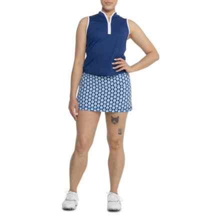 Sigrid Olsen Zip Neck Shirt and Dolphin Hem Skort Set - UPF 50, Sleeveless in Padma/Sodalite