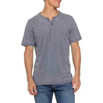 SILVER JEANS CO Burnout Henley Shirt - Short Sleeve in Navy/Marine