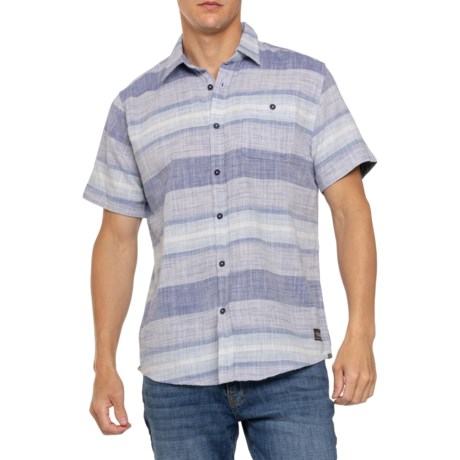 SILVER JEANS CO Textured Stripes Pocket Shirt - Short Sleeve in Dark Blue