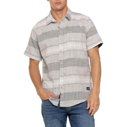 SILVER JEANS CO Textured Stripes Pocket Shirt - Short Sleeve in Grey