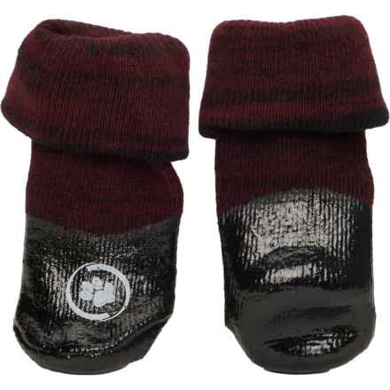 Silver Paw Non-Slip Indoor-Outdoor Dog Booties - 4-Pack in Burgundy Combo
