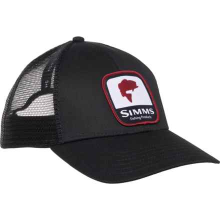 Simms Bass Patch Trucker Hat in Black