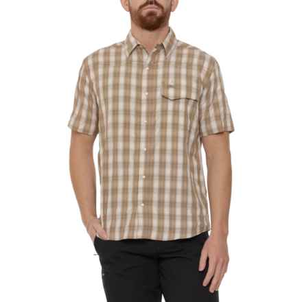 Simms Big Sky Shirt - UPF 50+, Snap Front, Short Sleeve in Driftwood Plaid