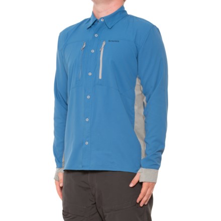 Simms Intruder BiComp Fishing Shirt - UPF 30+, Snap Front, Long Sleeve in Nightfall/Cinder