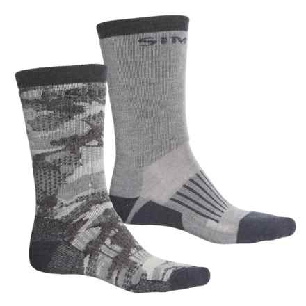 Simms Midweight Hiking Socks - 2-Pack, Merino Wool, Crew (For Men) in Grey/Black