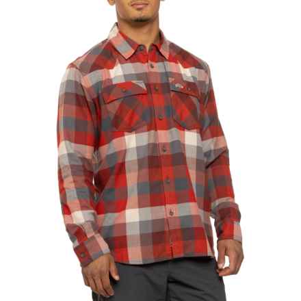 Simms Santee Flannel Shirt - Organic Cotton, Long Sleeve in Auburn Red/Slate Buffalo Check