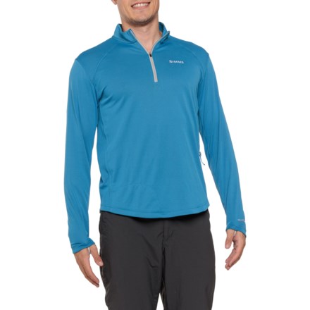 Simms SolarFlex® Plus Shirt - UPF 50, Zip Neck, Long Sleeve in Pacific