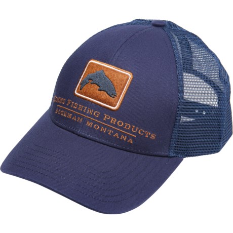 Simms Fishing Trout Icon Trucker Patch Hat Cap - Color Ink Blue or Tumbleweed | eBay