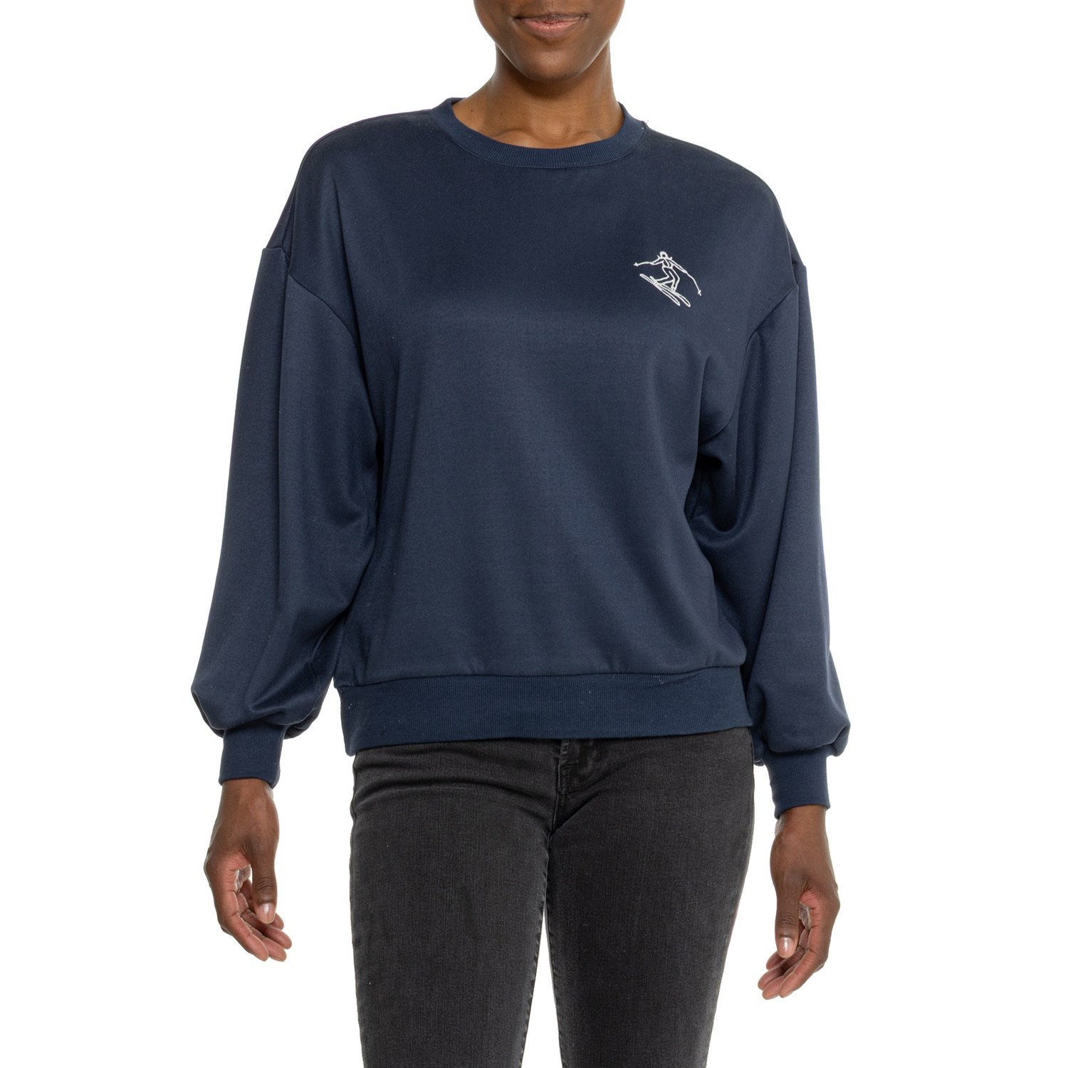 (取寄) エンブロイダー スキー スウェットシャツ Sirens & Seashells Embroidered Ski Sweatshirt  Navy Blue Sirens & Seashells Embroidered Ski Sweatshirt - Save 71%