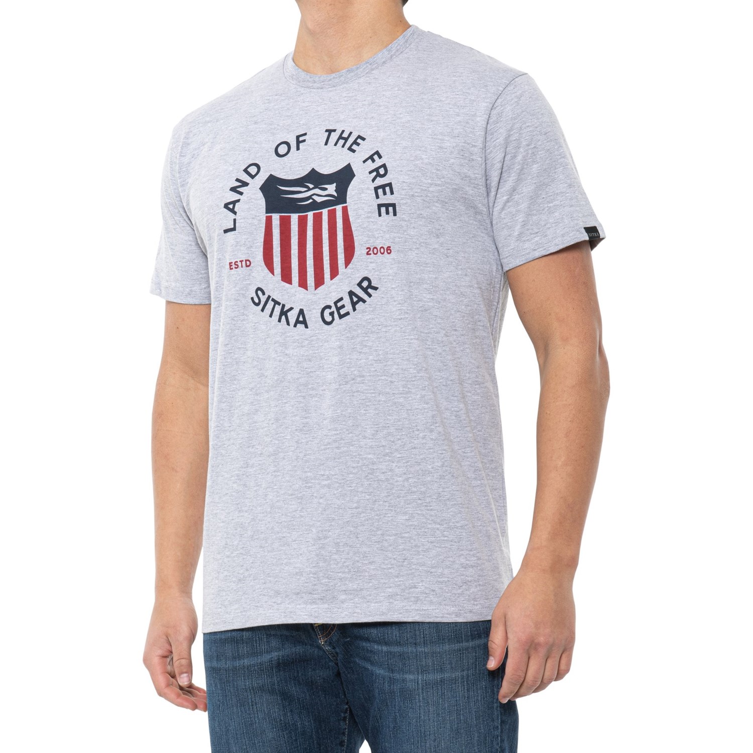 Sitka Gear Logo SS Crew Tee Heather Gray Large New 