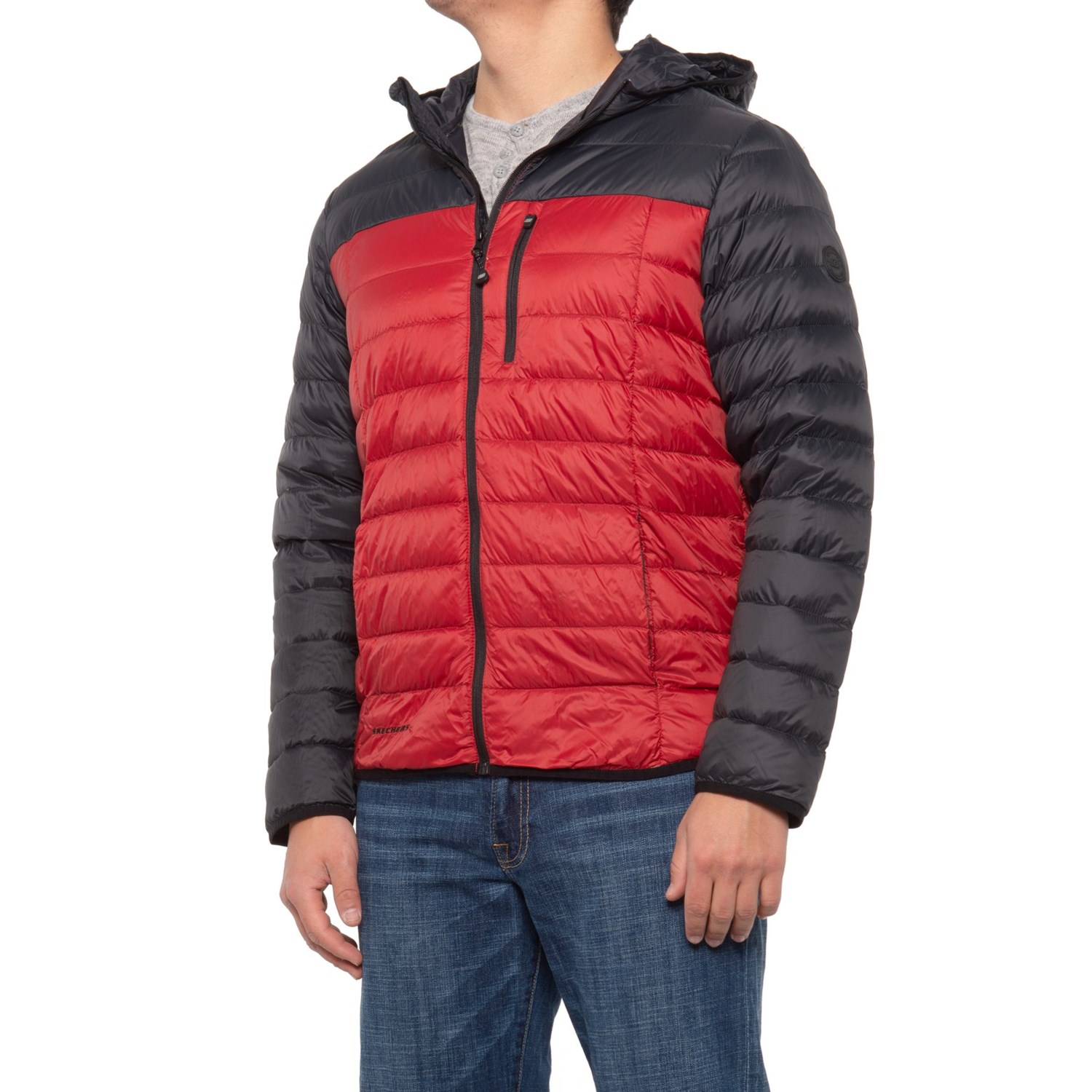 packable stretch down hooded jacket