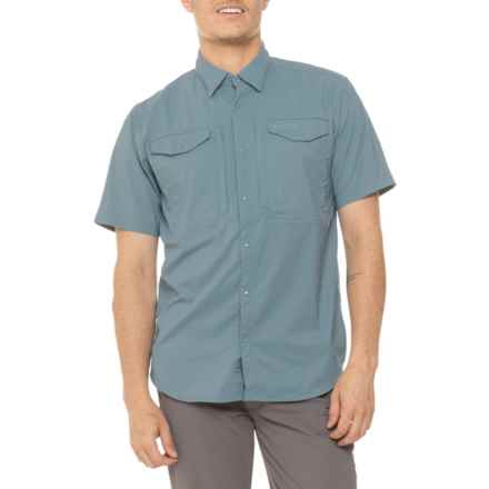 SKINNY WATER CULTURE Withlacoochee Woven Shirt - UPF 50+, Short Sleeve in Smoke Blue