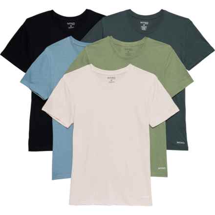 Skora Cotton-Blend Undershirts - 5-Pack, Short Sleeve in Birch/Blue/Green/Black