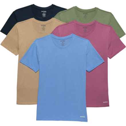 Skora Cotton-Blend Undershirts - 5-Pack, Short Sleeve in Bordeaux/Azurine/Fields Of Rye/Green/Navy