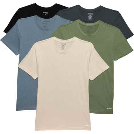 Skora Cotton-Blend Undershirts - 5-Pack, Short Sleeve in Natural/Blue/Green/Nephrite/Black