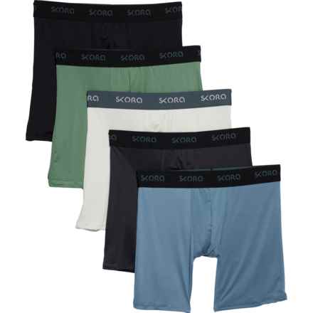 Skora Performance Boxer Briefs - 5-Pack, 8” in Silver/Blue/Green/Nephrite/Black