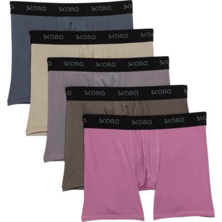 Skora Sport-Performance Boxer Briefs - 5-Pack, 6” in Bordeaux/Blue/Fields Of Rye/Green/Navy