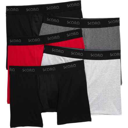 Skora Sport-Performance Boxer Briefs - 5-Pack, 6” in Red/Silver/Charcoal/Black/Black