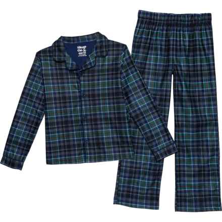 Sleep On It Big Boys Plaid Pajamas - Long Sleeve in Navy