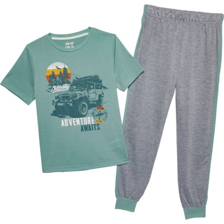 Sleep On It Big Boys Shirt and Pants Pajamas - Short Sleeve in Green