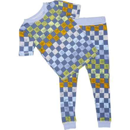 Sleep On It Big Boys Tight Fit Checkerboard Pajamas - Short Sleeve in Blue