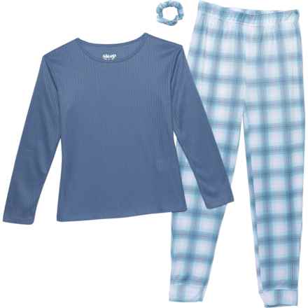 Sleep On It Big Girls Brushed Hacci Pajamas - Long Sleeve in Blue