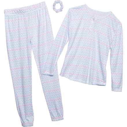 Sleep On It Big Girls Henley Pajamas - Long Sleeve in Multi