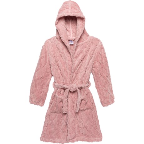 Sleep On It Big Girls Hooded Robe - Long Sleeve in Pink