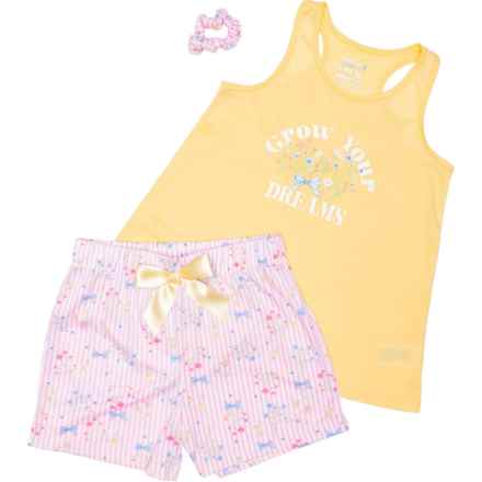 Sleep On It Big Girls Ribbed Tank Top and Boxer Shorts Pajamas in Yellow Combo
