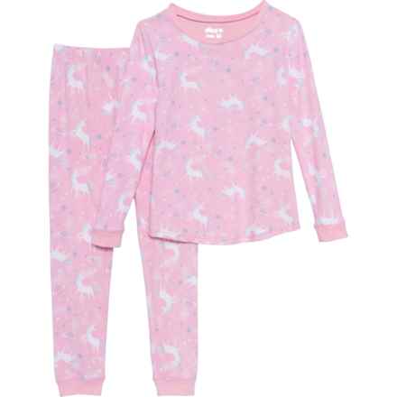 Sleep On It Big Girls Tight Fit Pajamas - Long Sleeve in Pink