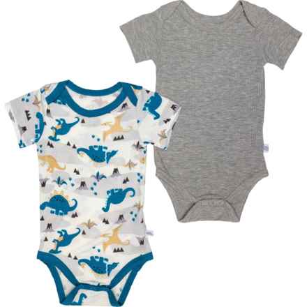 Sleep On It Infant Boys Baby Bodysuit - 2-Pack, Short Sleeve in Gray Combo