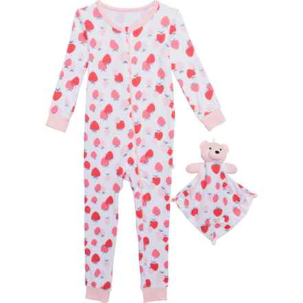 Sleep On It Infant Girls and Boys Tight-Fit Zip-Front Coverall Sleeper with Blankey Buddy - Long Sleeve in Pink