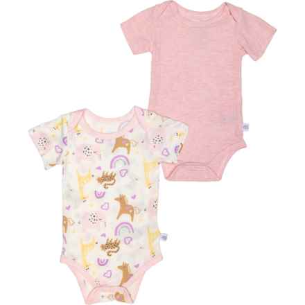 Sleep On It Infant Girls Baby Bodysuit - 2-Pack, Short Sleeve in Pink Combo