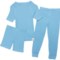 Sleep On It Little Boys Tight Fit Ribbed Pajamas - 3-Piece, Organic Cotton, Short Sleeve in Light Blue