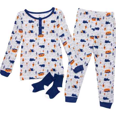 Sleep On It Toddler Boys Tight Fit Pajamas - Long Sleeve in Gray
