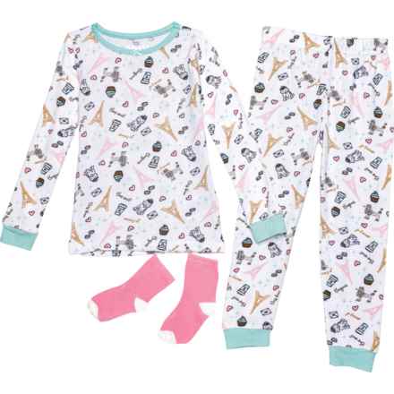 Sleep On It Toddler Girls Tight Fit Pajamas - Long Sleeve in White