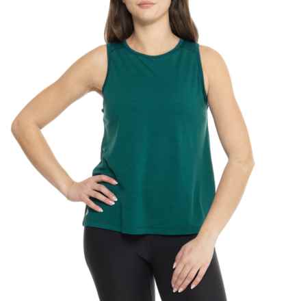 SmartWool Active Mesh High Neck Tank Top - Merino Wool in Active Dark Emerald Heather
