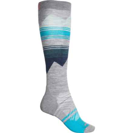 SmartWool Alpine Print Targeted Cushion Ski Socks - Merino Wool, Over the Calf (For Women) in Light Gray